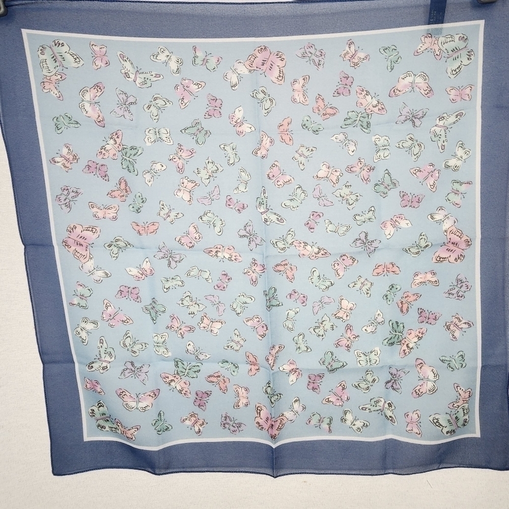 Scarf Butterflies Made in Italy Polyester Sheer 20 x 20